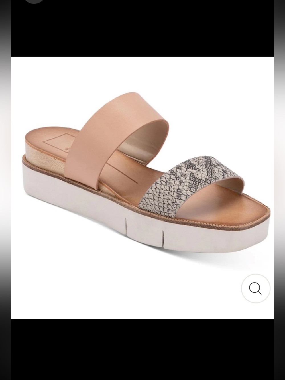 DOLCE VITA Beige Snakeskin 1/2" Platform Parni Square Toe Leather Sandals